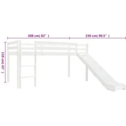 Letto Matrimoniale Moderno Letto A Castello Struttura Letto Per Bambini Scivolo E Scala In Pino 97x208cm ITD69988 -Cameretta Per Bambini 99888970 5